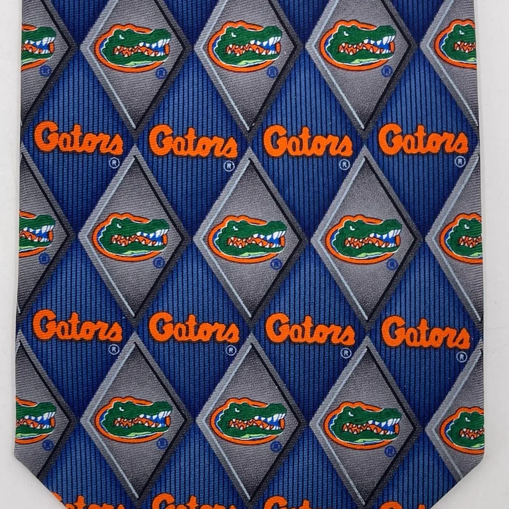 Florida‎ Gators Silk Tie University Florida Diamond Blue Gray Orange Larson NWT
